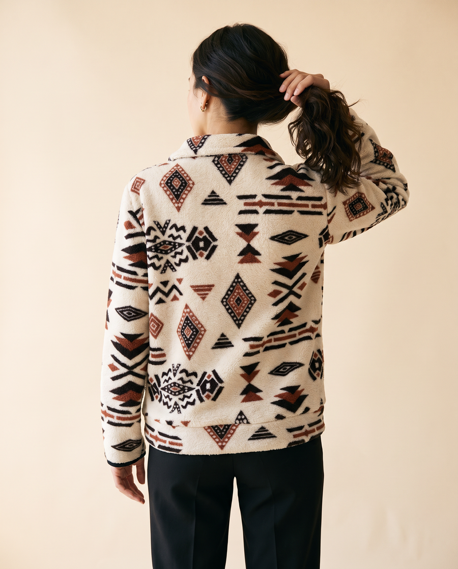 Women's Half-Zip Sweatshirt in Apricot - model second view